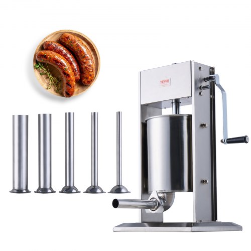 

VEVOR Insaccatrice Manuale per Salsicce 10 L Macchina per Salsicce Verticale a Doppia Velocità, Realizzata in Acciaio Inossidabile 304 per Uso Alimentare, Include 5 Tubi Insacco, per Cucina Domestica