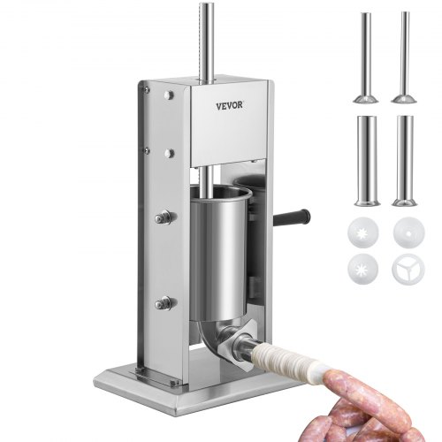 

VEVOR Insaccatrice Manuale Verticale per Salsiccia in Acciaio Inossidabile 3Litri, Macchina per Insaccare Salsicce in Modo Manuale Capienza da 3L in Acciaio Inossidabile 4 Tubi di Riempimento Inclusi