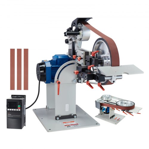 

VEVOR Lucidatrice a Nastro a Velocità Variabile 1828 x 50 mm con VFD, Levigatrice per Lucidatura 1500 W con 3 Stampi Smerigliatura e 3 Nastri Abrasivi per Lavorazione Metalli, Produzione Coltelli