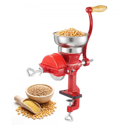 

VEVOR Mulino per Cereali Manuale con Tramoggia Bassa, Macinino a Mano per Spezie Grano, Noci da Cucina, Montaggio da Tavolo con Morsetto in Ghisa, Mulino Grano Mais con Coperchio Antipolvere