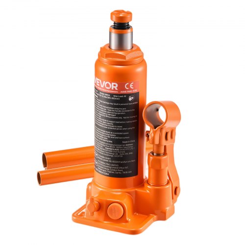 

VEVOR Cric a Bottiglia Pneumatico Idraulico da 4 Tonnellate Intervallo di Sollevamento da 185 a 350 mm, Martinetto a Bottiglia Pneumatico Manuale con Pompa per Auto, Camion, SUV, Arancione