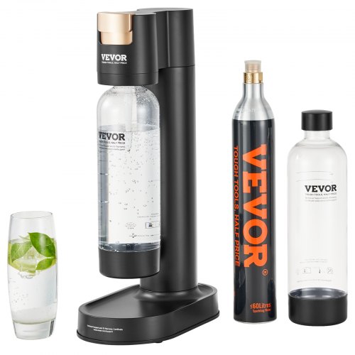 

VEVOR Macchina per Acqua Gassante, Kit Acqua Soda con 2 Bottiglie in PET 1 L, Macchina per Gassatura Domestica, Bombola senza Gas CO2, Compatibile con Bombola di CO2 Avvitata da 60 Litri Nera