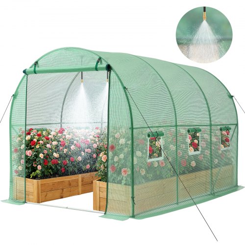 

VEVOR Serra a Tunnel per Esterno per Piante, Serra a Tunnel da Giardino 2,93 x 1,97 x 1,94 m Telaio in Acciaio Copertura in PE Porta Avvolgibile con Cerniera 6 Finestre, Giardino, Cortile, Fiori