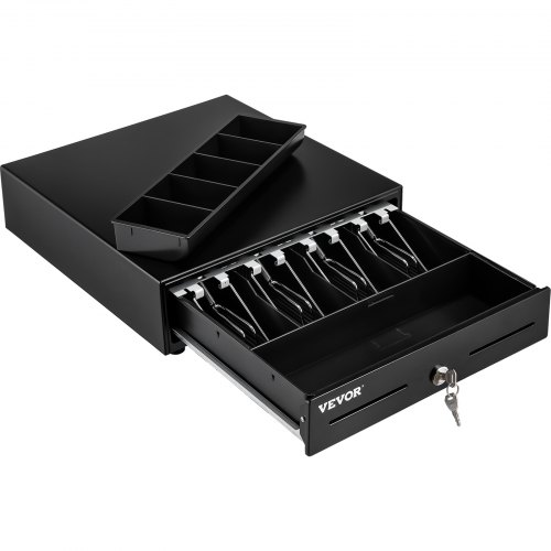 

VEVOR Cassetto per Registratore di Cassa, Cassetto Portasoldi Apertura Manuale, Casetta Cassa Soldi Negozio, Cassetta Portavalori con 4 Scomparti per Banconote e 5 per Monete, 33 x 34,3 x 9 cm (Nero)
