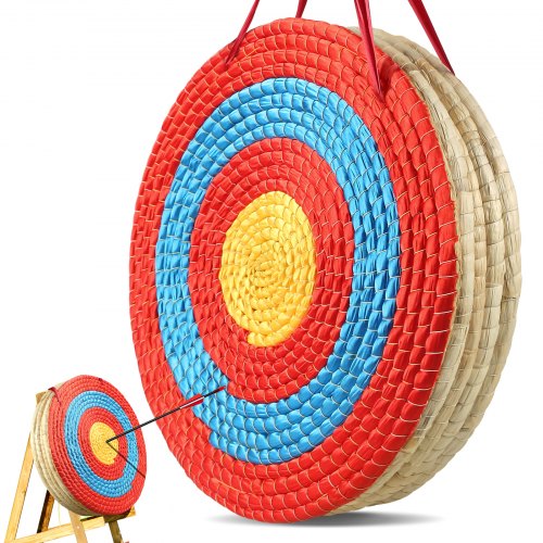 

VEVOR Bersaglio da Tiro con l'Arco Portatile Diametro 50,8 cm, Bersaglio Portatile Paglia 5 Strati Spessore 10,16 cm per l'Allenamento Alta Visibilità, Bersaglio per Tiro con Arco Esterno Interno