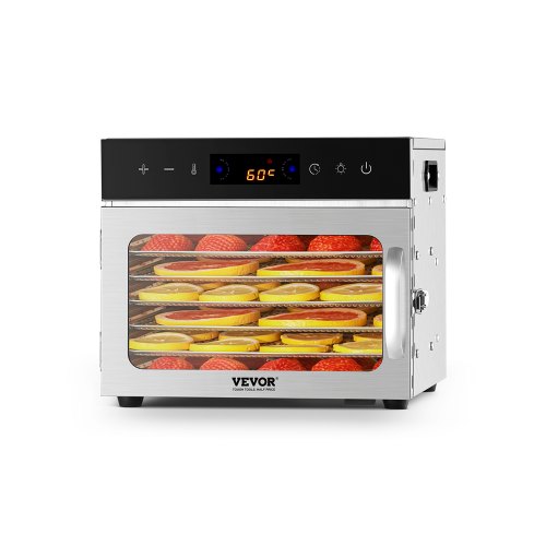 

VEVOR Disidratatore Alimentare 6 Vassoi in Acciaio Inox, Essiccatore Elettrico per Alimenti da 400 W Temperatura Regolabile Timer, Liofilizzatore per Carne Secca, Frutta, Verdura, Erbe
