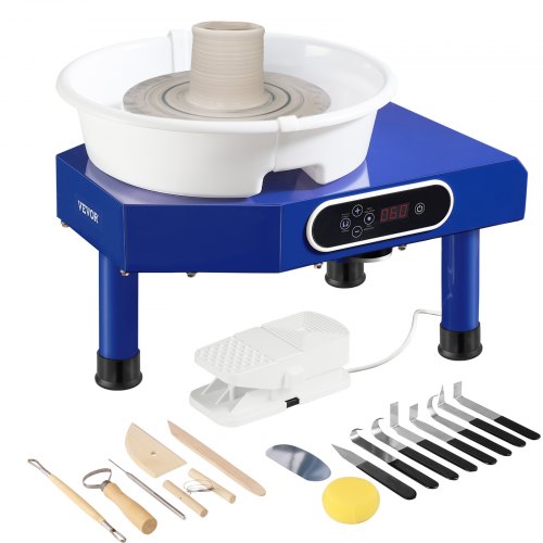 

VEVOR Tornio per Ceramica Argilla con Pedale 350 W Diametro 25 cm Velocità 60-300 giri/min, Macchina Ruota di Ceramica Fai-da-te Hobbista Controllo con Schermo LCD 350W Livello di Rumore entro 60 dB