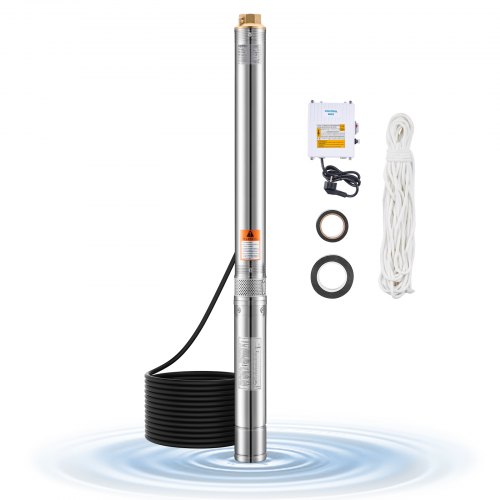 

VEVOR Pompa Sommergibile per Pozzi Profondi IP68, Potenza in Uscita 550 W, 230 V, Portata 100 L/min, Prevalenza 53 m, con Cavo da 20 m, Pompa per Acqua in Acciaio Inox per Irrigazione Industriale