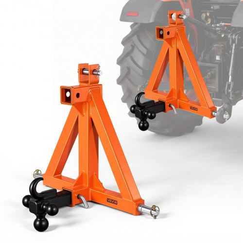 

VEVOR Attacco per Rimorchio a 3 Punti con 2 Ricevitori, Attacco Triangolare 50,8 mm con 3 Sfere Gancio, Adattatore per Traino di Categoria 1 Compatibile con Kubota John Deere Massey Ferguson