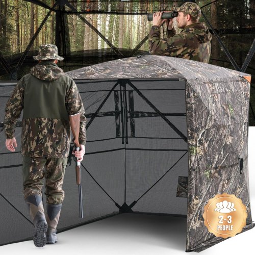 

VEVOR Tenda da Caccia Portatile a 360 Gradi, Tenda da Caccia Trasparente per 2 o 3 Persone con Borsa per Trasporto, Riparo Nascosto Resistente con Porta Laterale Silenziosa e Finestra, per Tacchini