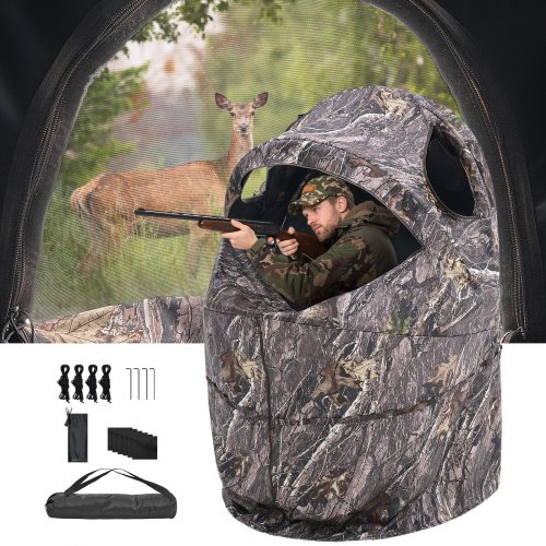 

VEVOR Tenda da Caccia, Tenda da Caccia Singola con Borsa per il Trasporto, Mimetica Portatile, Riparo Nascosto Resistente Rinforzato con Porta e Finestra con Cerniera Silenziosa, per Tacchini e Cervi