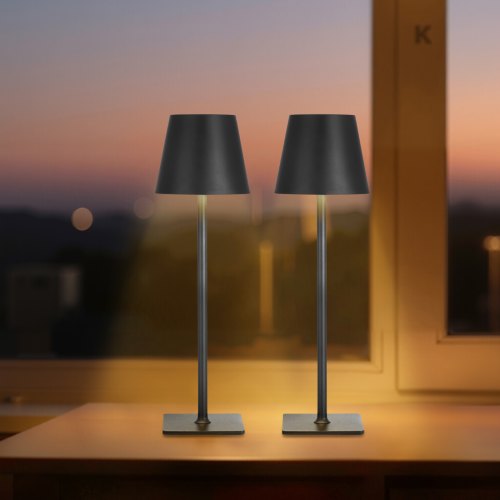

VEVOR Lampada da Tavolo Senza Fili Batteria Ricaricabile Integrata da 5200 mAh, Lampada da Scrivania Dimmerabile 3 Colori, Temperatura di Colore 3000-6500 K per Soggiorno Camera da Letto, 2 pezzi