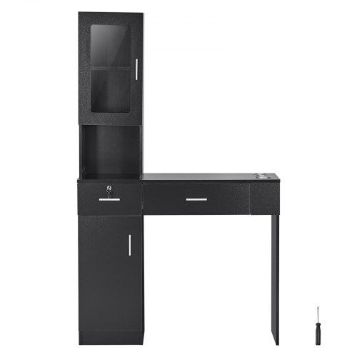

VEVOR Mobile per Parrucchiere da Parete, Cassettiera per Salone Mobili da Salone, Set di Mobili per Salone Bellezza Spa, 1 Armadietto, 3 Scomparti, 2 Cassetti per Porta Attrezzi, Nero