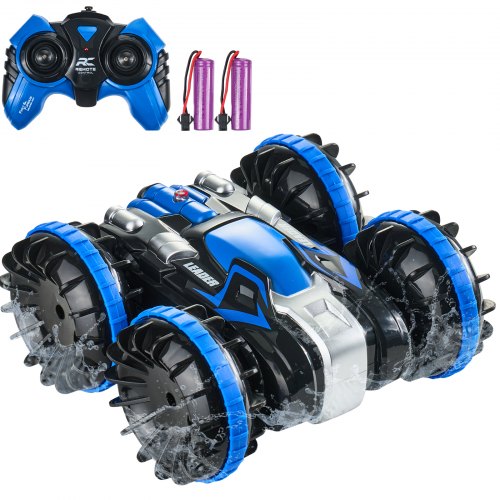 

VEVOR Auto Barca Telecomandata Anfibia, Auto RC Impermeabile 2,4GHz 12 km/h 4WD per Bambini, Girevole 360°, Giocattolo da Piscina Spiaggia per Tutti i Terreni Bambini dai 6 Anni in su, Blu