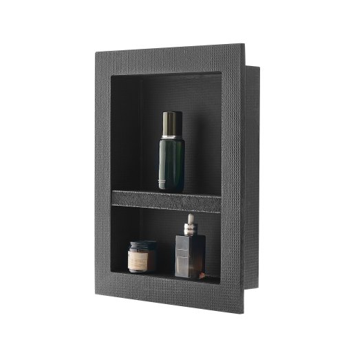 

VEVOR Nicchia per Doccia, 40,6 x 50,8 x 10,2 cm con Ripiano Divisorio Mobile, Moderno Contenitore per Sapone, Angoli Squadrati, Nicchia Doccia Impermeabile Sigillato in Plastica, Nero