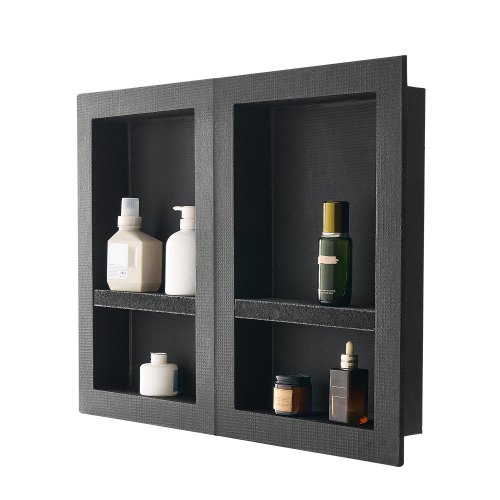 

VEVOR Nicchia per Doccia, 40,6 x 61,0 cm Quattro Strati, Nicchia da Parete Incassata con Ripiano Mobile, 10,2 cm di Spessore, per Sapone, Angoli Quadrati, Sigillato Impermeabile, Nero
