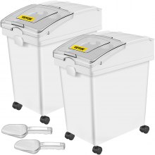 VEVOR Contenitore per Riso o Ingredienti 25L, Scatola di Riso Con 4 Ruote 2 Pezzi, Riso e Alimenti Contenitore Grande d'Immagazzinaggio in Bianco per Conservare Riso Farina e Prodotti Secchi in Cucina