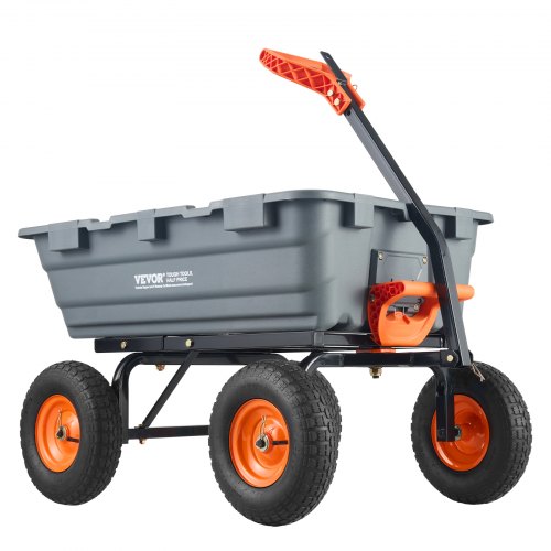 

VEVOR Carrello Ribaltabile 1025 x 640 x 280 mm Carrello Ribaltabile da Giardino in polietilene, Telaio in Acciaio Facile Montare, Maniglia Convertibile 2 in 1, Capacità 544,31 kg Pneumatici 330,2 mm