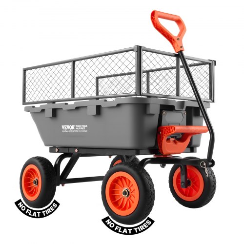

VEVOR Carrello Ribaltabile da Giardino, Carico di 362 kg con Recinzione di Stoccaggio, Meccanismo di Scarico Rapido, Ruote Girevoli, Maniglia Girevole, Carrello da Giardino per Piante, Terreno