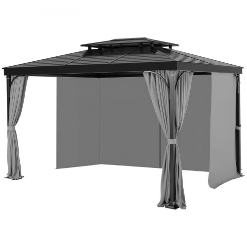 

VEVOR Tende da Gazebo Impermeabili per Esterni, 284 x 284 x 204 cm, Tende per la Riservatezza con Parete Laterale a 4 Pannelli con Cerniere, Tende Parasole Universali, Solo Tende, Grigio