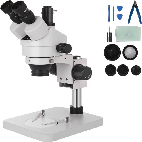 

VEVOR Microscopio Trinoculare Digitale Composito Zoom 3.5X-90X Microscopio Biologico Trinoculare Senza Luce da Laboratorio 360° Girevole con Supporto a Colonna Senza Luce