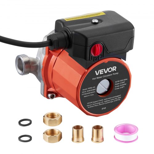 

VEVOR Pompa di Ricircolo dell'Acqua Calda, Kit Pompa di Ricircolo Istantanea da 38 L/min, con Timer, 100 W CA 220-240 V, Connettore da G3/4 a G1/2, Controllo a 3 Velocità Testa in Acciaio Inox