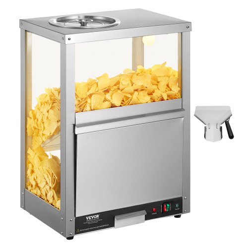 

VEVOR Scalda Patatine Nacho Commerciali, Macchina Scalda Patatine 80 L con Base Riscaldante Luce Riscaldante, con Pannello Deflessione, Acciaio Inox, per Patatine Nacho, Popcorn, Patatine fritte