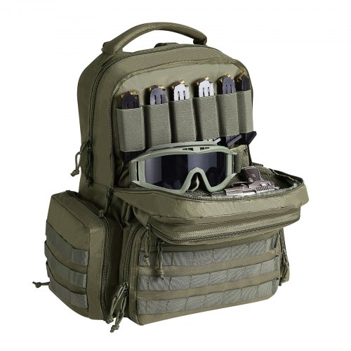 

VEVOR Borsa per armi da fuoco per caccia, Borsa per fucile capienza 6 pezzi, Zaino per fucili con 6 pezzi 10 scomparti per caricatori, Zaino per utensili per caccia all'aperto, Borsa verde
