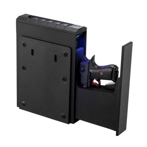 

VEVOR Cassaforte per Pistola con Impronta Digitale Password Cinque Cifre Chiave, Cassaforte per Pistole con Illuminazione per 1 Pistola e caricatore 23 x 7 x 32 cm, Custodia per Pistola per Comodino