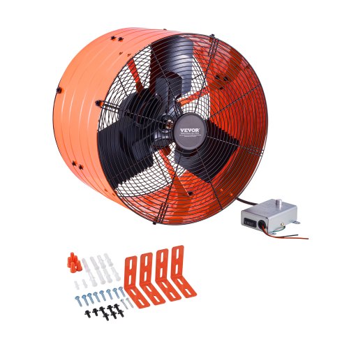 

VEVOR Ventilatore a Timpano 420 x 420 x 275 mm Ventilatore di Scarico per Soffitta da 1387,52 L/s con Termostato Regolabile e Rete Esterna, per Tetto, Garage e Negozio, Arancione Brillante