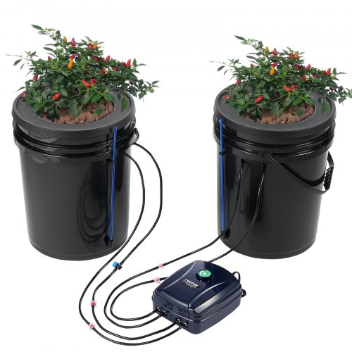

VEVOR DWC Sistema di Coltivazione Idroponica, Kit Top Drip, Coltura in Acque Profonde da 20 Litri, 2 Secchi, con Pompa ad Aria, Pietre porose, Dispositivo di Livello dell'Acqua, per Verdure Fiori
