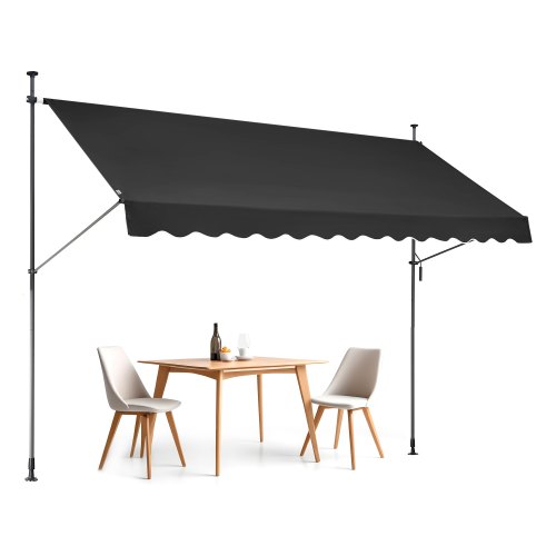 

VEVOR Tenda da Terra Retrattile 350 x 120 cm Tenda Manuale con Manovella, Altezza Regolabile 218-310 cm Tenda da Sole per Balcone Esterno Resistente ai Raggi UV, per Terrazza/Balcone/Cortile, Nero