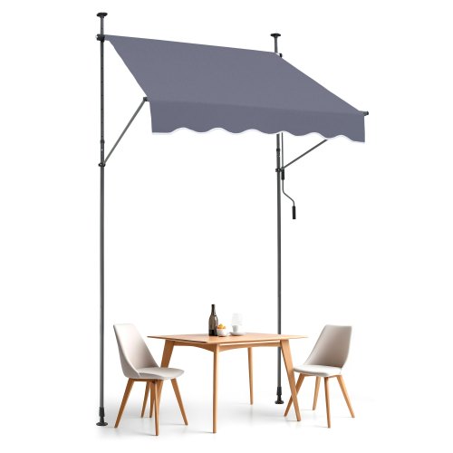 

VEVOR Tenda da Terra Retrattile 150 x 120 cm Tenda Manuale con Manovella, Altezza Regolabile 218-310 cm Tenda da Sole per Balcone Esterno Resistente ai Raggi UV, per Terrazza/Balcone/Cortile, Grigio