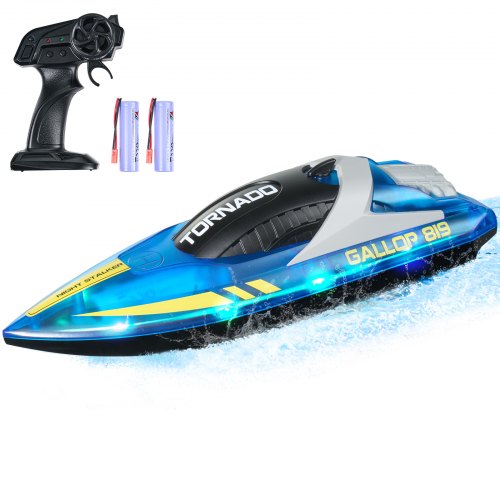 

VEVOR Barca RC Giocattolo Barca 2,4 GHz 12 km/h, Barca telecomandata per piscine laghi, Barca da corsa con luce LED, Impermeabile per tutto il corpo, Giocattolo giochi d'acqua, Blu