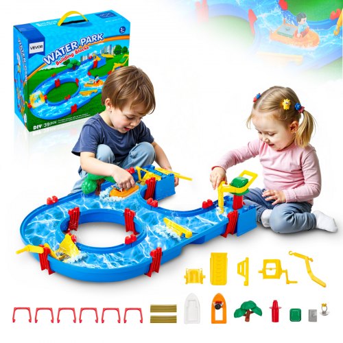 

VEVOR Tavolo da Gioco per Sabbia Acqua per Bambini 760 x 510 x 160 mm Tavolo da Gioco Sensoriale per Bambini con 39 Accessori, Parco Giochi Estivo all'Aperto per Giardino, Prato, Spiaggia, Blu