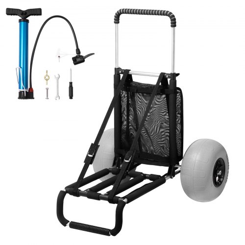 

VEVOR Carrello da Spiaggia con Grandi Ruote per Sabbia, Portapacchi 760 x 390 mm, Carrello Trasporto Pieghevole Ruote per Palloncini da 304,8 mm, 74,8kg, Altezza 690-1140mm, per Spiaggia, Campeggio