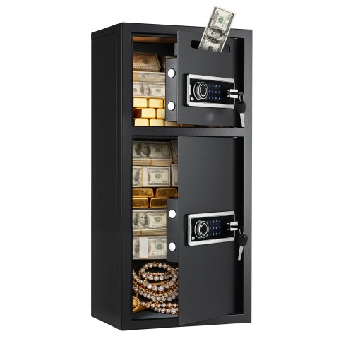 

VEVOR Cassaforte a Doppia Porta Cassafforte Elettronica con Illuminazione a LED 350 x 348 x 775 mm, Ignifuga in Acciaio Laminato a Freddo con Fessura di Deposito per Denaro, Documenti, Gioielli