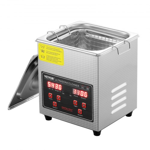 

VEVOR Pulitore a Ultrasuoni Vassoio Display Digitale in Acciaio Inox Capienza 2 Litri con Riscaldamento Tempo Temperatura Regolabile, Macchina Pulitrice a Ultrasuoni per Gioielli Occhiali Laboratorio