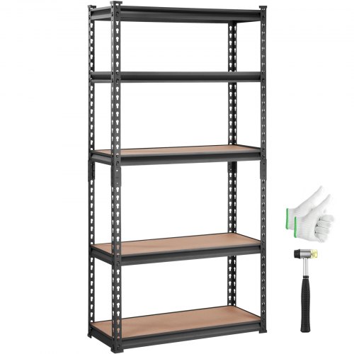 

VEVOR Scaffale per Carico Pesante da Garage Officina Cantina 5 Ripiani in Metallo Carico Totale Massima 907,2kg, Scaffale in Metallo Altezza Ripiano Regolabile 75 x 30 x 152 cm, Scaffale per Magazzino