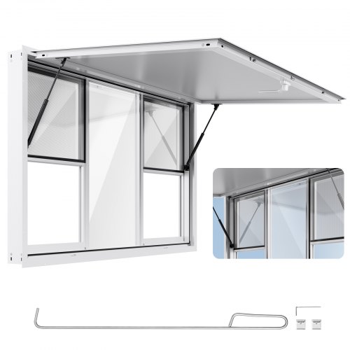 

VEVOR Sportello per Concessioni da 1524 x 915 mm Finestra per Camion di Cibo in Lega di Alluminio, Apertura Fino a 85 Gradi con 6 Finestre Scorrevoli, Porta a Tenda e Gancio di Traino
