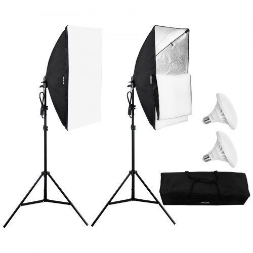 

VEVOR Kit di Illuminazione Softbox, Softbox Professionale con Lampadine LED da 30 W 5500 K, Luce Naturale, Treppiede Regolabile, Luci per Fotografia, Registrazione Video, Streaming Live 500 x 700 mm