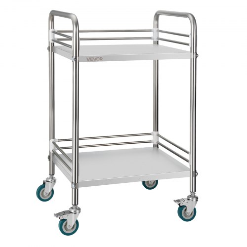 

VEVOR Carrello Portaoggetti da Laboratorio a 2 Livelli con Ruote Bloccabili, Carrello in Metallo per Servizio Medico, Vassoio per Clinica, Vassoio di Stoccaggio Mobile per Impieghi Gravosi