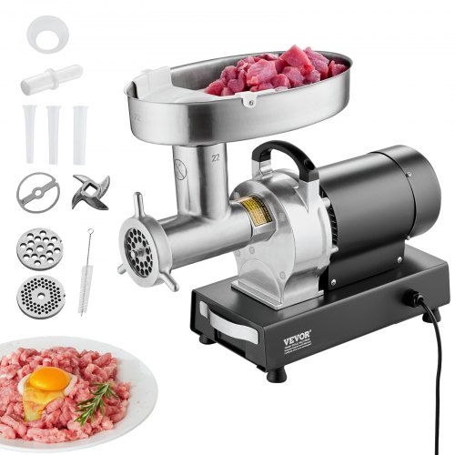 

VEVOR Tritacarne Elettrico, Capacità 6,35 kg/min Tritacarne Industriale da Banco con Lama, Piastra di Macinazione, Macchina per Salsicce, Tritacarne Commerciale in Acciaio Inossidabile per Cucina