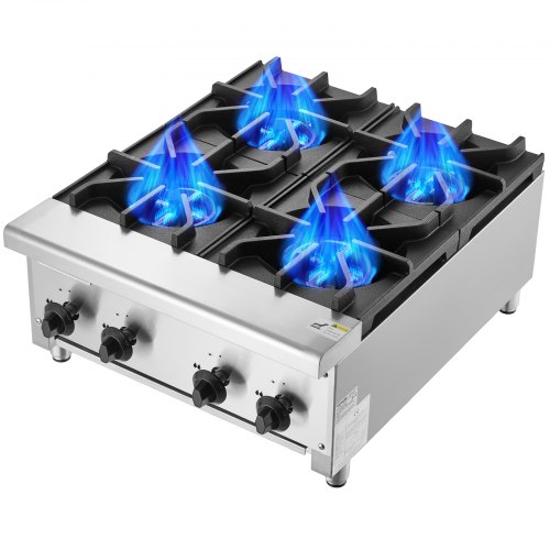 

VEVOR Cucina a Gas Commerciale con 4 Fuochi, Piano Cottura a Gas Propano e Naturale, Piastra Riscaldante a Gas in Acciaio Inossidabile, Attrezzatura da Cucina Commerciale per Ristoranti, 28 KW
