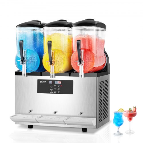 

VEVOR Macchina per Bevande Ghiacciate Commerciale, Macchina per Bevande Fredde a Doppio Serbatoio 3 x 12 Litri, Macchina per Bevande Smoothie Drink in Acciaio Inox da Bar Ristorante Hotel Catering