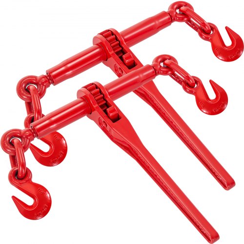 

VEVOR Leganti a cricchetto 3/8" – 1/2" 9215LBS, carico di lavoro sicuro, ganci G70 e lunghezza regolabile, per catene di grado 70-80, ancoraggio, trasporto, traino, confezione da 2, rosso