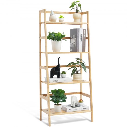 

VEVOR Libreria a 4 Livelli in Bambù Porta Piante Fiori Scaffale per Ufficio