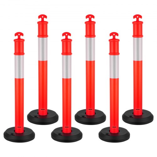 

VEVOR Pali Delimitatori di Traffico, 6 Pezzi, Paletti di Sicurezza Stradale da 1140 mm con Base Riempibile e Strisce Riflettenti, Pali Delimitatori Resistenti per Cantieri Edili, Parcheggi, Rosso