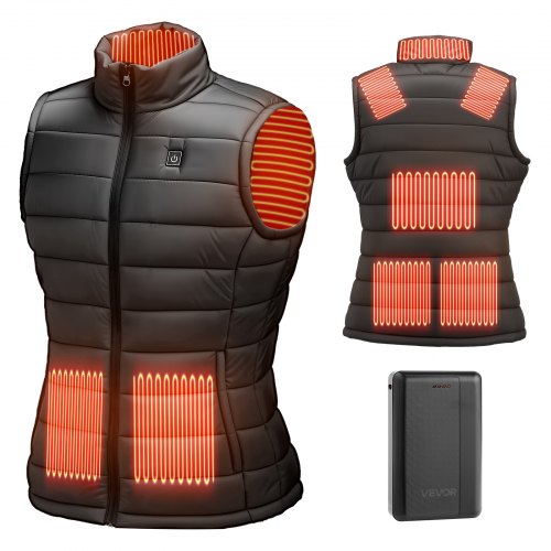 

VEVOR Gilet Riscaldato, Gilet Riscaldante Elettrico Leggero da Donna con Batteria da 16000 mAh, 8 Zone di Riscaldamento, con 3 Livelli, per Escursionismo, Campeggio, Pesca, Sci, Taglia M
