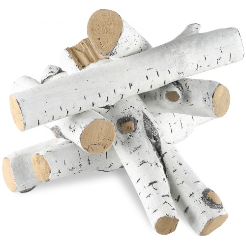 

VEVOR Set di Legno Decorativo in Ceramica per Caminetto Stufa 6 Pezzi, Set di Ceppi in Ceramica per Caminetto a Gas Caminetto Interno Esterno da 6 Pezzi, Ceppi di Betulla Bianca in Materiale Ceramico